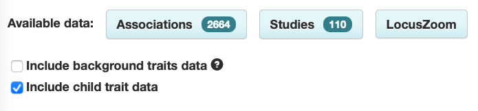 Asthma Trait page showing associations with asthma only